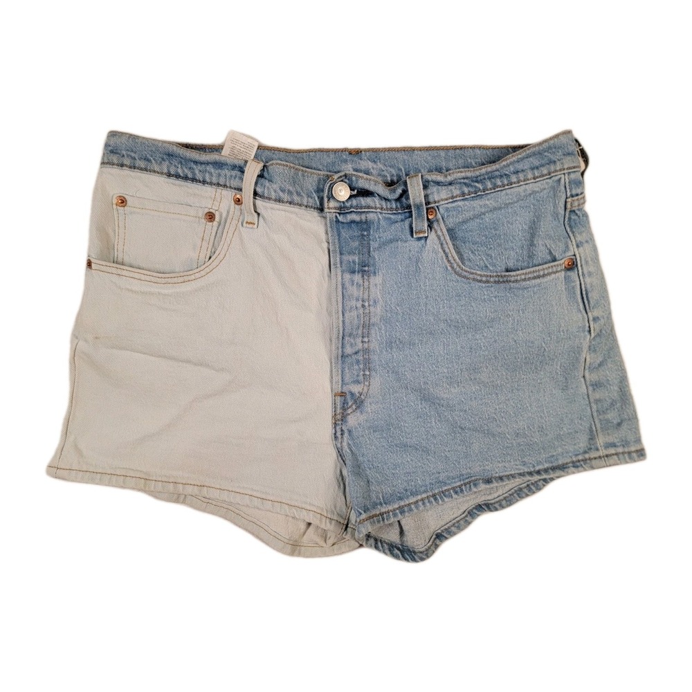Levi's 501 Womens 33 Colorblock Two‎ Tone Denim Shorts Mixed Wash Button Fly